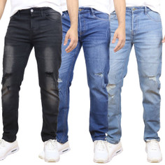 Men's Ripped Modern Fit Straight Jeans product